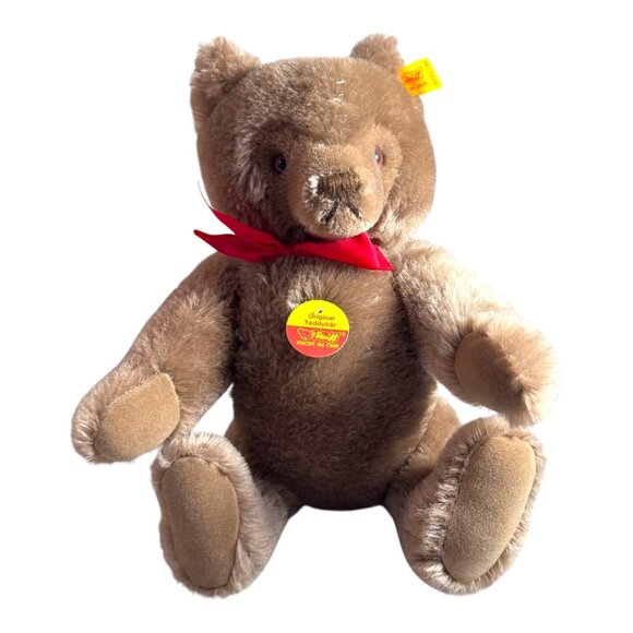 Steiff Original Teddy Bear 12” Genuine Mohair Button Red Ribbon 0202/36 WIth Tag - Picture 2 of 11